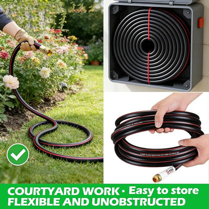 YASQA 100FT Extra Long Heavy Duty Garden & Water Hose - Commercial Grade for Homeowners & Large Properties, Kink-Free Leak-Proof with Brass Fittings, 5/8 Inch Black