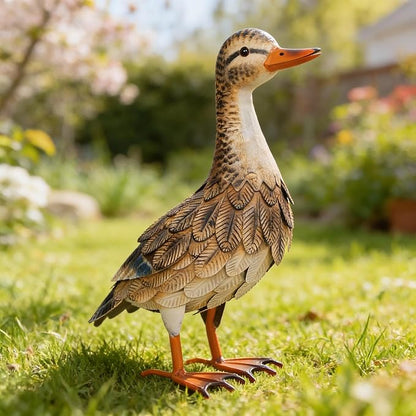 Shorayn Garden Statue Metal Duck Life-Size Mallard Indoor Outdoor Decor Handmade Iron