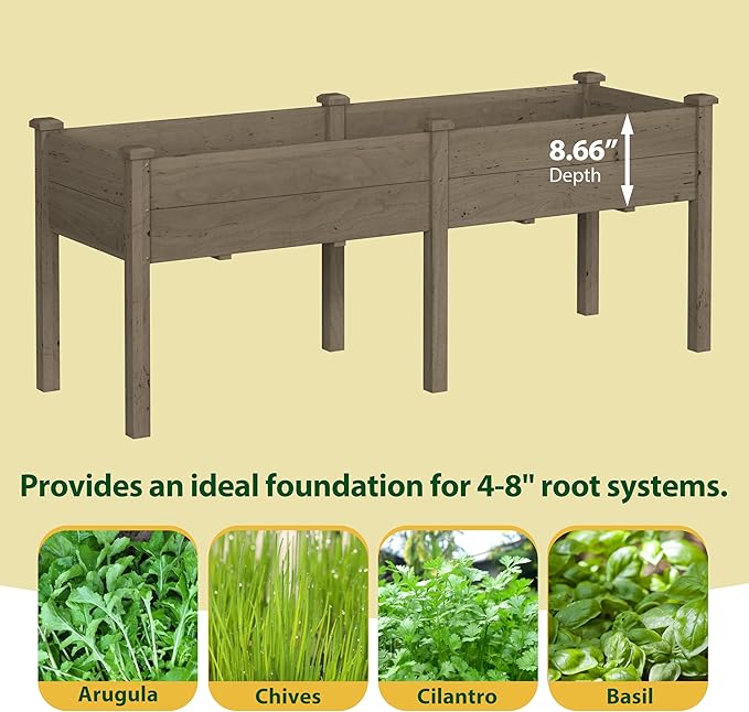 MUPATER 6'x1.8' Raised Garden Bed, Cedar Elevated Planter Box with 8 Drainage Holes, 6.8 Cubic Feet Potting Space, Wood Raised Garden Beds Outdoor with Six Legs for Garden, Patio and Greenhouse, Brown
