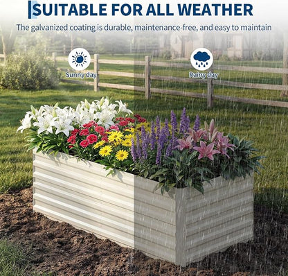 Garvee 6x3x2ft Galvanized Raised Garden Bed Outdoor,Rust-Resistant Raised Garden Beds for Gardening, Easy Assembly Outdoor Garden Box & Planters, Beige