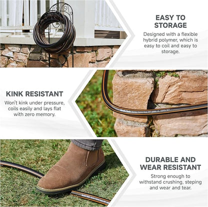Giraffe Tools Garden Hose 5/8", Custom Length, Heavy Duty, No Kink, Flexible, Rubber Garden Hose, Leakproof Water Hose, 600 Burst PSI, 100ft Male to Female Hose