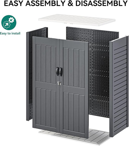 YITAHOME 59 cuft Vertical Outdoor Storage Shed w/o Shelf, 5.6 x 2.3 ft Lockable Resin Waterproof Tall Storage Cabinet, Suitable for Patio Furniture, Pool Accessories, and Garden Tools, Dark Gray