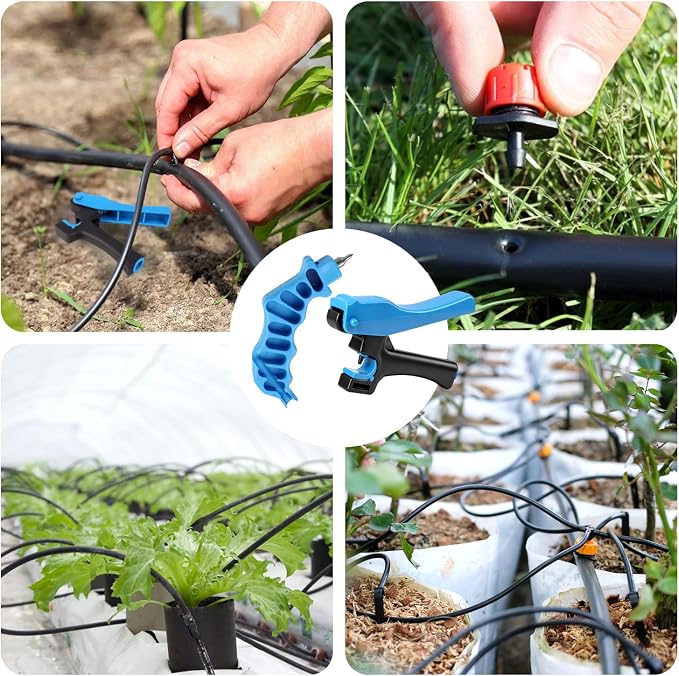 RedChili 3PCS Drip Irrigation Hole Punch Tubing Cutter Tool, 2 in 1 Hole Punch & Tubing Cutter Set Drip Line Hole Puncher Tool for 1/4 Inch Barbed Fitting Insertion for Garden Drip Tubing System