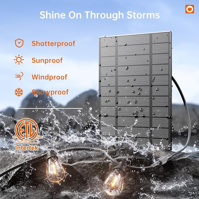 addlon 78FT(72+6) Solar String Lights Outdoor, Waterproof Solar Powered Outside Lights with Remote & USB Port, ST38 LED Shatterproof Bulbs, Dimmable Solar Light for Camping Backyard Porch