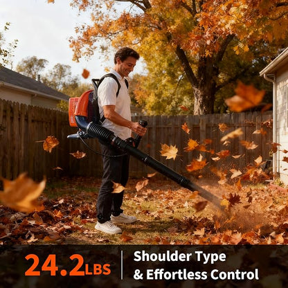 66 CC Backpack Leaf Blower, 880 CFM & 320 MPH | 4-HP 2-Cycle Gas Powered Leaf Blower, for Heavy Duty Lawn Care, Wet Leaf & Debris Clean