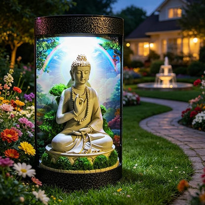 Buddha Statue Solar Landscape Light,Color-Changing LED Light,Waterproof,Outdoor Garden Decoration,Automatic Light-Sensing Design,Zen-Themed