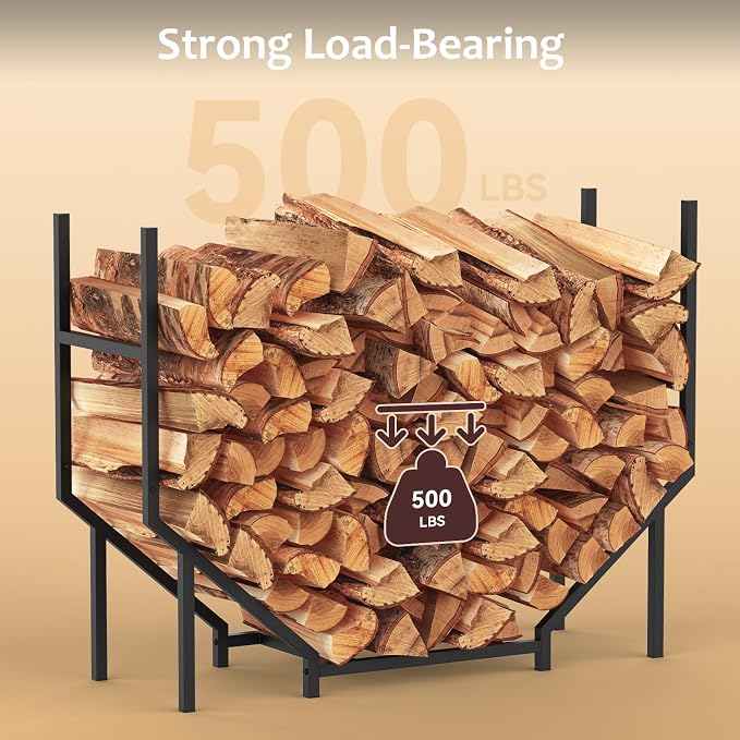 CADUKE 3.2ft Firewood Rack Indoor, Log Holder with 500 LBS Capacity for Fireplace & Backyard Fire Pit, Heavy Duty Metal Wood Racks Outdoor for Firewood