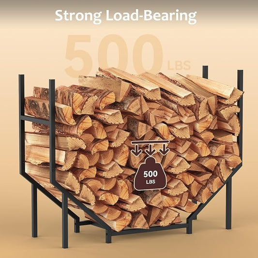 CADUKE 3.2ft Firewood Rack Indoor, Log Holder with 500 LBS Capacity for Fireplace & Backyard Fire Pit, Heavy Duty Metal Wood Racks Outdoor for Firewood
