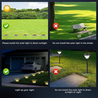 Solar Ground Lights Outdoor, 8 Pack Solar Lights Outdoor Waterproof, Mini Flat Solar-Powered Garden Light, Landscape Lighting for Garden Yard Lawn Pathway Walkway Driveway Backyard Decor, Warm White