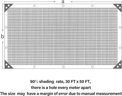 winemana Black Shade Cloth 90%, 30x50 FT Mesh Tarp - Garden Shade for Greenhouse, Patio, Vegetables, Plants Cover and Chicken Coops, Sunshade Net for Outdoor Protection with Reinforced Grommets