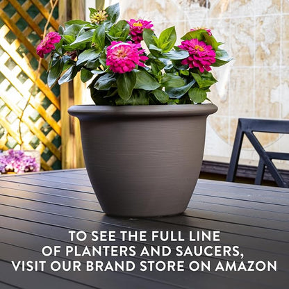 The HC Companies Sevilla Flower Planters - Durable Outdoor & Indoor Planter - Round Lightweight Self Watering Plant Pots for Herbs & More (16" White, Pack of 1)