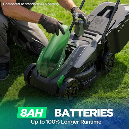 14" Cordless Lawn Mower, 20V Lightweight Push Mower with 8.0Ah Battery, Ultra-Quiet Motor for Small Yards, Lawn Care, Backyard Maintenance