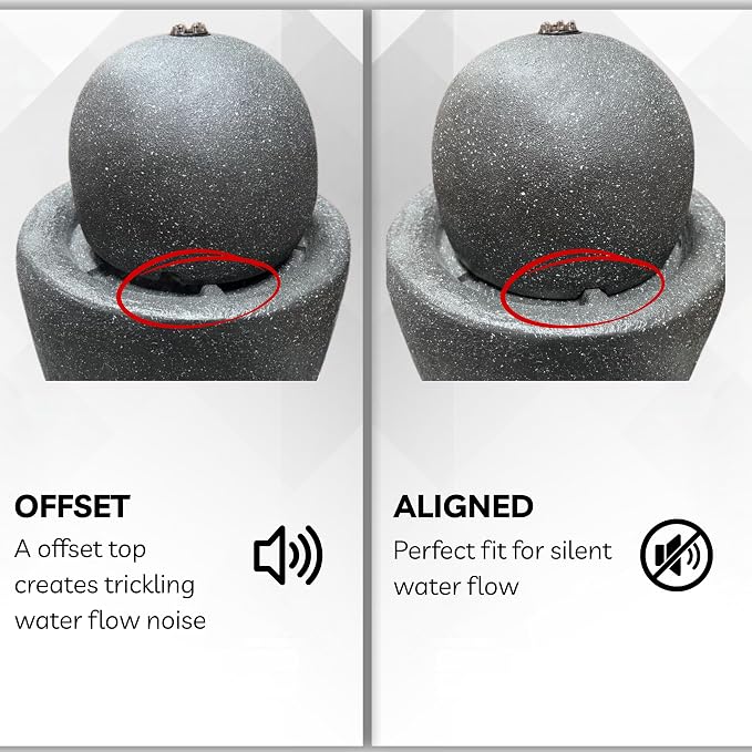 XBrand 25.98" Modern Sphere Water Fountain with LED Light – Indoor Outdoor Stone Texture Floor Fountain, Zen Bubbling Ball Water Feature for Garden Patio Porch - Gray