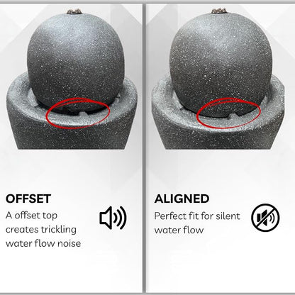 XBrand 25.98" Modern Sphere Water Fountain with LED Light – Indoor Outdoor Stone Texture Floor Fountain, Zen Bubbling Ball Water Feature for Garden Patio Porch - Gray