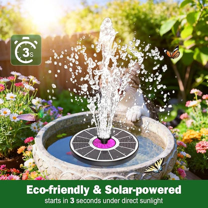 SZMP Powerful 3.5W Anti-Drift Solar Fountain for Bird Bath, Solar Powered Water Pump with 7 Nozzles, Bird Bath Fountain for Garden, Pool, Pond – Attracts Hummingbirds (White)