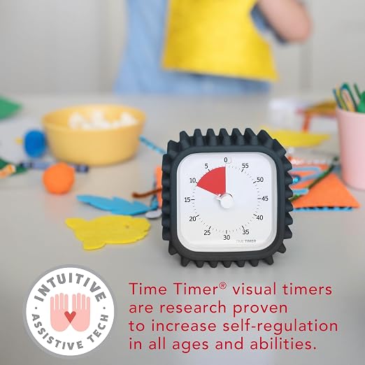 Time Timer MOD with Tire Protective Case - Charcoal Case with Visual Timer - Individual Sized 60 Minute Visual Countdown for ADHD, Autism, Kids, Students, and Pomodoro with Silent Operation (Tread)