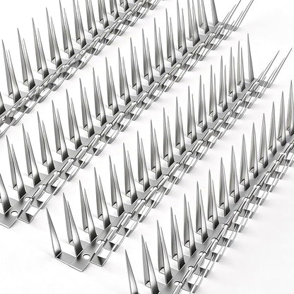 Bird Spikes, 6M Stainless Steel Bird Deterrent Spikes for Outside, Pigeon and Small Bird Control, Easy to Install Fence Roof Window Spikes, 20 Strips 20 Feet Coverage