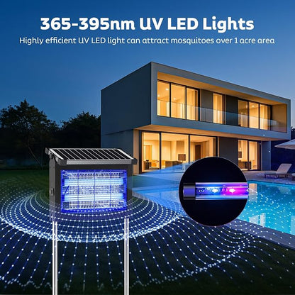 OnBeam Solar Bug Zapper Outdoor, 4500V Mosquito Zapper Fly Trap for Patio | 10W Solar Panel, IPX5 Waterproof, Auto Mode, Solar Powered, USB C Charging, Electric Rechargeable Mosquito Killer for Garden