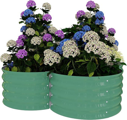 Garvee 2 Pack Galvanized Raised Garden Bed, Petal-Shaped, 4x4x1ft, Green | Metal Planter Box Combines into 4 Circles, Open Base for Veggies, Herbs & Flowers, Rust-Resistant Outdoor Garden Bed