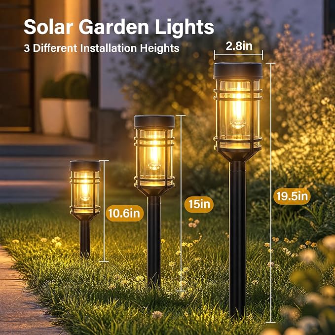 Ollny Solar Pathway Lights Outdoor 6 Packs, Solar Garden Lights IP65 Waterproof, LED Solar Powered Path Light Auto On/Off, Landscape Lighting for Yard Walkway Driveway Porch Outside Decor