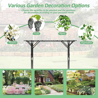 Supersize Flattop Garden Arch - 141" L x 106" H Garden Arch Trellis for Climbing Plants Outdoor (Leg spacing 106")