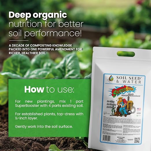 Soil Seed & Water SuperBooster Organic Concentrated Fertilizer – Soil Amendment for Robust Plant Growth - Food Plant Growth Enhancer - OMRI Listed Organic Fertilizer