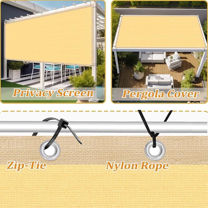 Shade&Beyond Customized Size 14' X 20' Shade Cloth with Grommets, 90% UV Protection UV Protection Mesh Tarp Sun Screens for Patio GN01, Sand