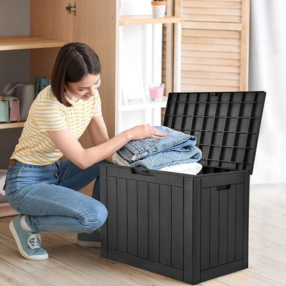 YITAHOME 31 Gallon Outdoor Storage Deck Box | Waterproof Resin Package Delivery and Storage Box with Lockable Lid for Patio Furniture Cushions, Pool Accessories, Garden