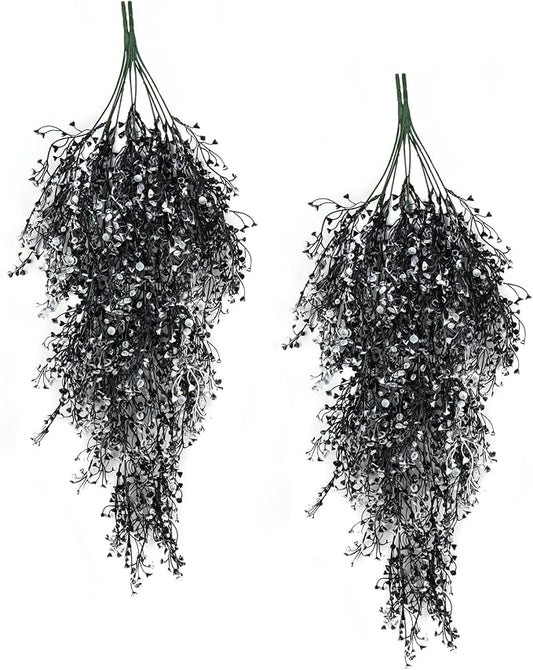RECUTMS Hanging Fake Vines Artificial Hanging Plants Flowers 4Pcs Faux Ivy Ferns Wall Plants for Bedroom Indoor Outdoor Garden Patio Halloween Thanksgiving Decoration (Black White)