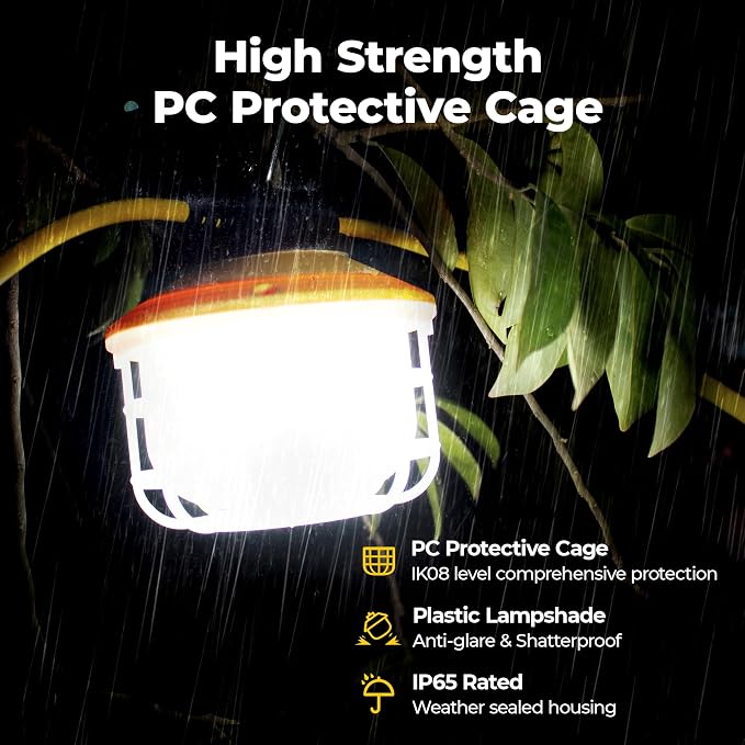 100FT 150W Ultra Bright ETL Listed LED Temp Work Construction String Lights | Linkable Up to 6 sets, 140 LM/W, 18/2 SJTW, IP65 Waterproof, Outdoor Temporary Hanging Lighting for Jobsite Shop Crawl Space