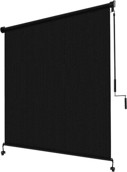 KANAGAWA Outdoor Roller Shade 9'X8' Black Exterior Cordless Patio Roll Up Shades for Outside Pergola Porch, Outdoor Blinds for Patio