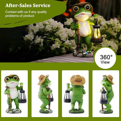 twinbling Solar Frog Garden Decor with Lantern Outdoor Statue for Patio Pathway Frog Figurine for Yard Decoration Lawn Ornament Gardening Gifts for Women Mom Grandma