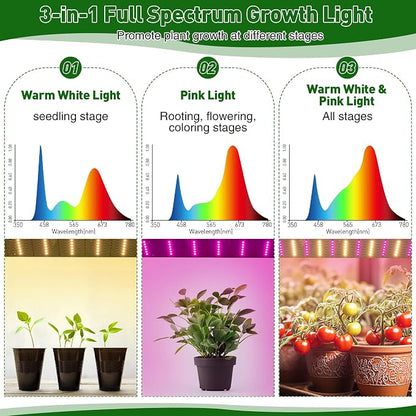 Meonum Mini Greenhouse for Indoor Outdoor, Portable Green House with 15W Plant Dimmable LED Grow Lights, Timer, 3 Light Color Mode for Indoor Outdoor Seed Starter Tray(23.6"x15.7"x19.6")