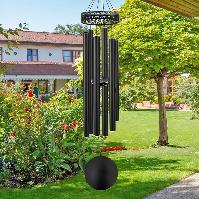 ASTARIN 48'' Wind Chimes for Outside Deep Tone - Large Windchimes with 6 Heavy Tubes, Outdoor Memorial Chimes Outdoor for Garden Hanging Décor,Sympathy Gifts，Black