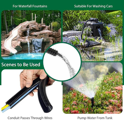 LONGRUN Pond Tubing 1.25 Inch 1-1/4'' Diameter, 23.6 Feet Long Corrugated Flexible Hose Pipe, Pool PVC Tube for Garden Ponds Waterfalls Camping Caravans Filters Drainage Marine
