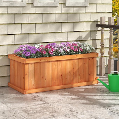 S AFSTAR 2 Pieces Raised Garden Beds, 31” X 14” X 12” Fir Wood Rectangle Planter Box W/4 Drainage Holes & Detachable Base Plate, Raised Bed Planter Kit Box for Patio Backyard