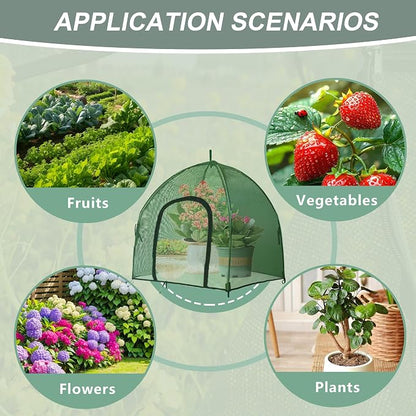 2.7*2.7*2.5FT Shade Mesh Plant Tent Cover 100 GSM Heavy-Duty Garden Net Cage with Fiberglass Poles & Zipper Door, Multi Sizes with Ground Stakes for Raised Bed Seedling Flower Vegetable Planting