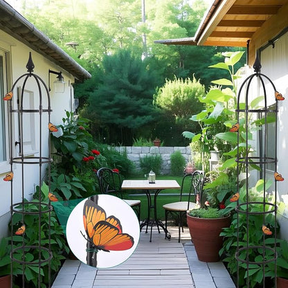 WellSign 2Pack Obelisk Trellis for Climbing Plants Outdoor 6.6ft, Garden Tower Trellis for Potted Plants Indoor with Twist Tie, Clips and Butterflies Rustproof Coated Metal Support for Vines Rose