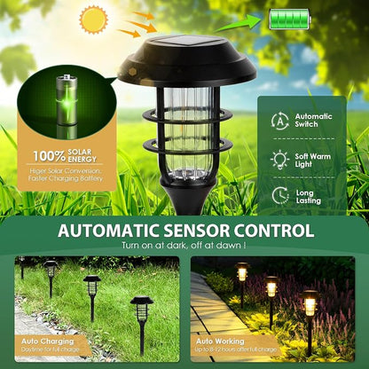 SOLPEX Solar Pathway Lights Waterproof Outdoor Lighting, 8 Pack Warm White | IP65 Waterproof, 10-12H Runtime, Auto On/Off, Tool-Free Install, Yard/Garden/Pathway/Patio/Walkway/Driveway