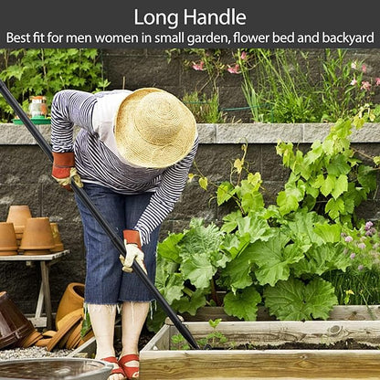 Stirrup Hoe Garden Tool & Cultivator Rake, 2-in-1 Heavy Duty Metal Hand Scuffle Garden Hoe for Weeding Vegetable Beds, Loop Action Weeder Long Handle 32-62", Manual Weed Puller for Lawn Farm Yard