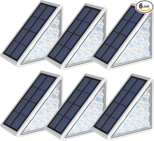LED Solar Step Lights Waterproof Outdoor Stair Lights, Solar Deck Lights Outdoor Decor IP67 Solar Decoration Lights for Yard, Patio, Garden, Walkways, Front Door, Pathway, Driveway, Porch 6 Pack