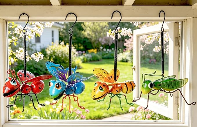 Metal Garden Sculptures Statues Yard Art Decoration,Set of 4 Garden Decor Perfect Hanging The Tree, Porch,Backyard or Patio Wall Decor | Set of 4 Garden Decor, Perfect Hanging The Tree, Porch, Backyard or Patio Wall Decor