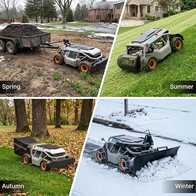 Mowrator S1 4WD 18Ah Remote Control Lawn Mower with Wide Wheels, All-Season Yard Care, 85% (40°) Slope Climbing, with Leaf Shredding Vacuum, 21" Width, 1.5–4.3" Cutting Height, Up to 1.12 Acres