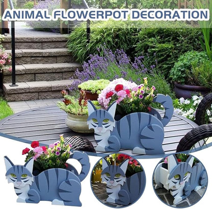 Sapphire White Cat Planter Pots, 12.5 x 5.12 x 7.8 Inches | Cat Flower Pot, Cute Animal Shaped Plant Pot, Gifts for Women & Pet Lovers, Indoor Outdoor Garden Home Office Decor