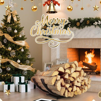 Curved Firewood Rack Holder Outdoor: 30 Inch Heavy-Duty Firewood Rack, Indoor/Outdoor Fireplace Log Holder - Rust-Resistant, Portable & Tool-Free Assembly