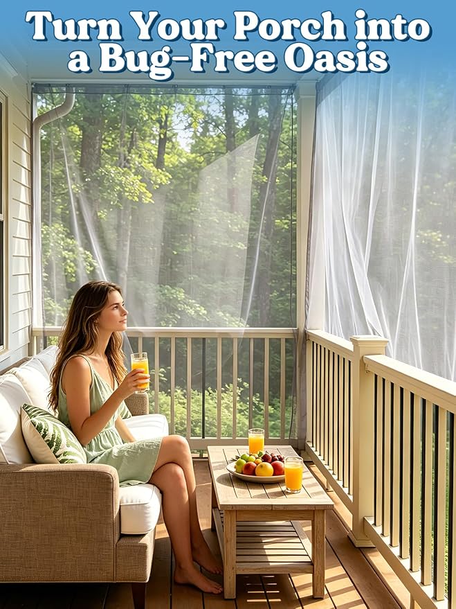 ANPHSIN 65x10ft Ultra fine Mosquito Net for Patio - Mesh Netting Screen for Outdoor Garden Porch Balcony, Protects Skin & Plants from Bugs, Birds, Gray