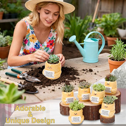 6 Pack 2.5 Inch Chicken Ceramic Succulent Planter Pots with Drainage Hole, Mini Cute Flower Pots Container for Home Office Garden Decoration Emotional Support Buddies Christmas Housewarming Gifts