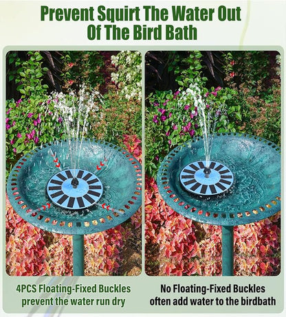Yzert Solar Fountain Bird Bath Fountains Pump Upgraded 100% Glass Panel, Solar Powered Water Fountain with 8 Nozzles & 4 Fixers for Garden, Pond, Pool, Patio, Outdoor - No Battery Needed (Blue)