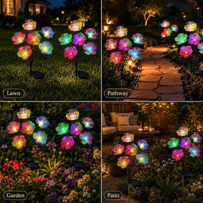 JJGoo 2 Pack Solar Garden Lights, Solar Flower Swaying Light for Outside, New Upgraded Outdoor Waterproof Light for Garden Patio Yard Front Porch Decor