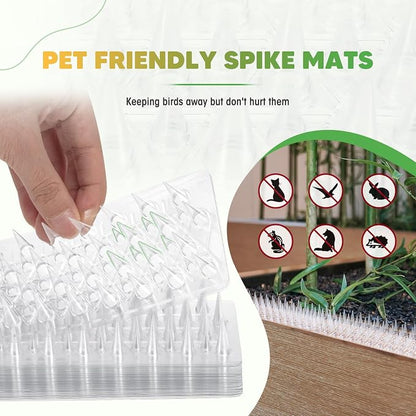 Zipcase 49.5 ft Clear Transparent PVC Bird Spikes-Advanced Dual-Length Spikes for Narrow Landing Gaps and Precision Deterrence,Effectively Guarding Against Birds,Pigeons,Cats,Squirrels, 36-Pack